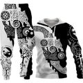Men's printed hooded tracksuit set