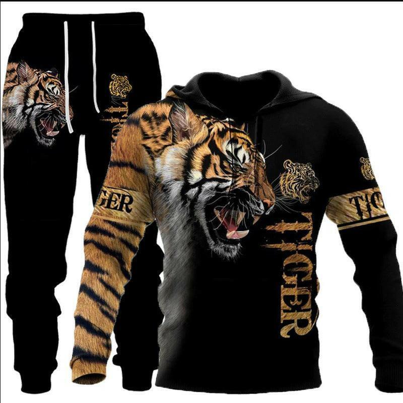Men's printed hooded tracksuit set