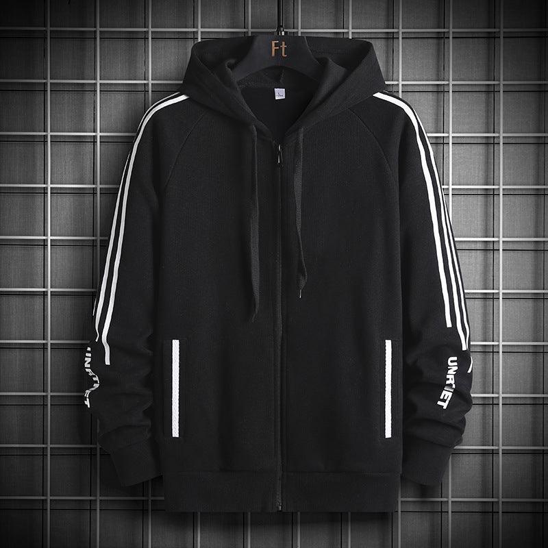 Men's striped hooded knit jacket