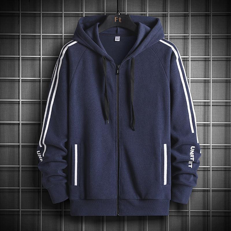 Men's striped hooded knit jacket