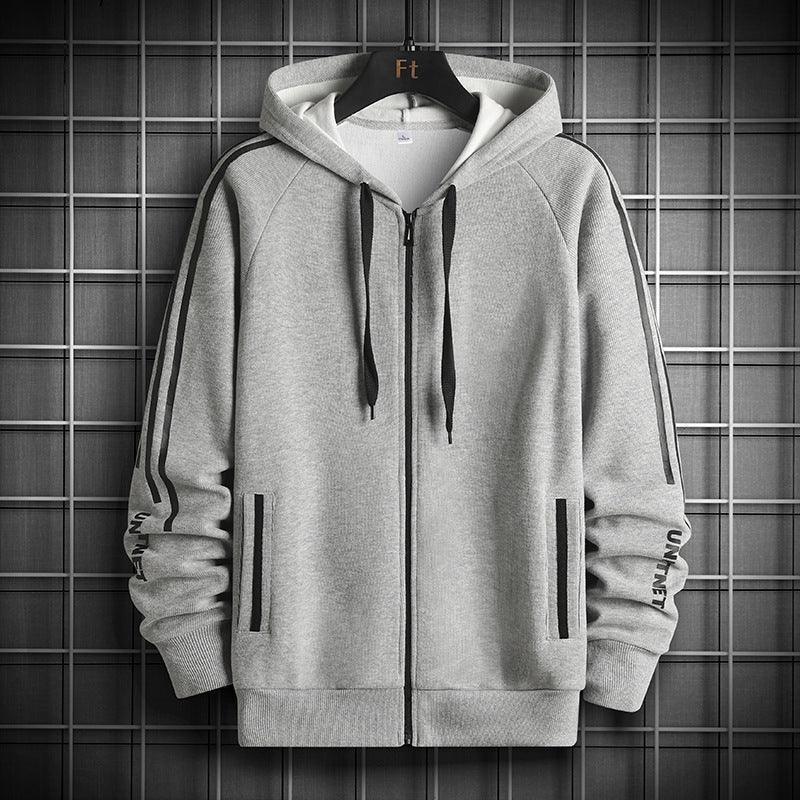 Men's striped hooded knit jacket