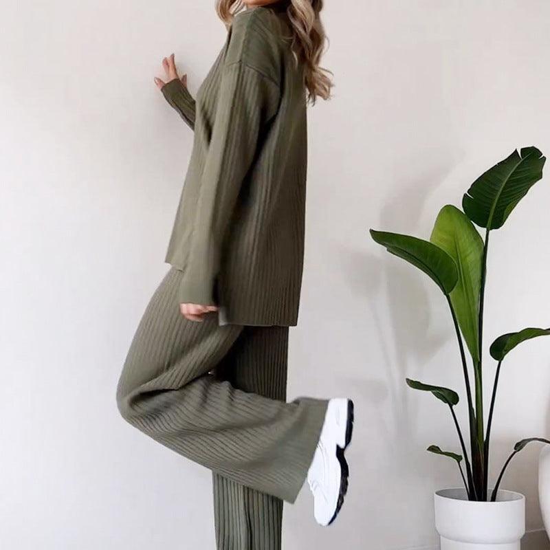 Women's knitted sweater and pants set