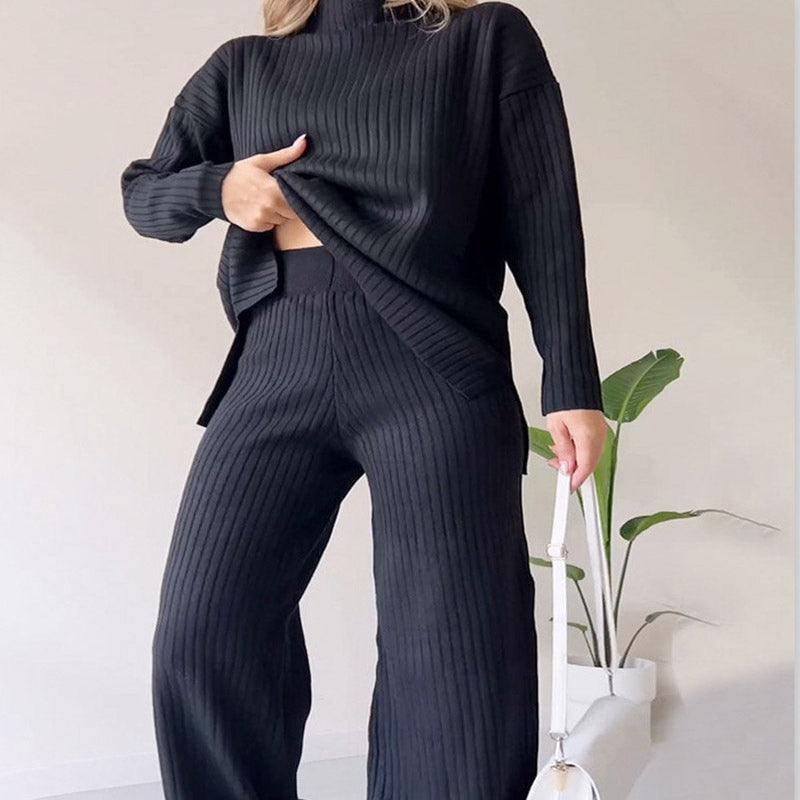 Women's knitted sweater and pants set