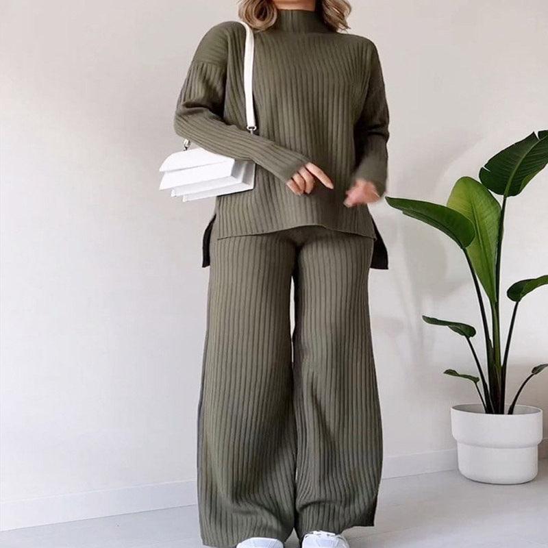 Women's knitted sweater and pants set