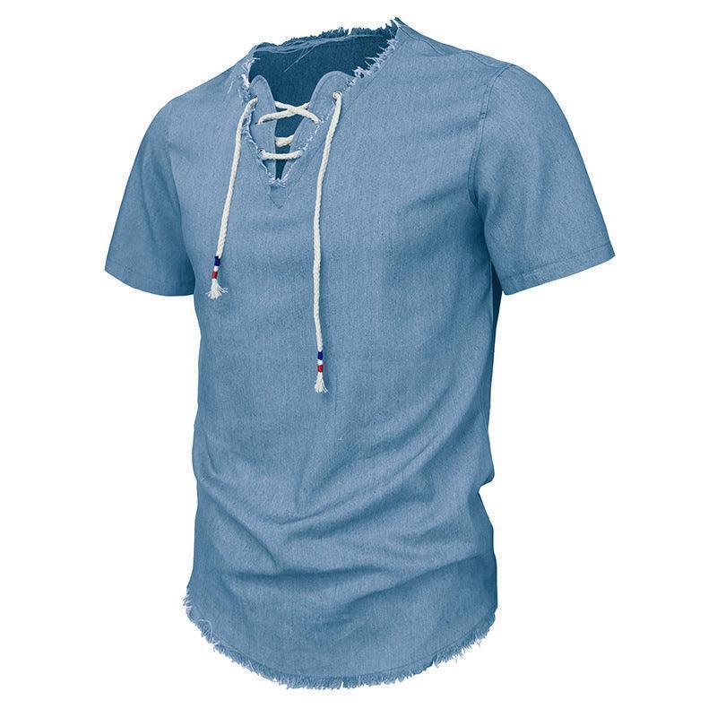 Men's short sleeve denim shirt
