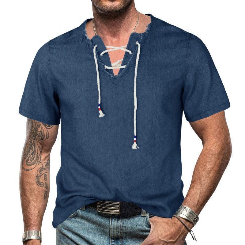 Men's short sleeve denim shirt