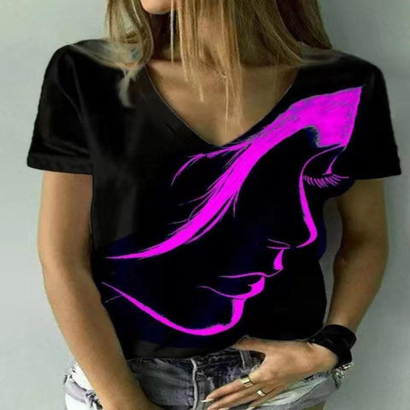 Women's abstract face graphic T-shirt