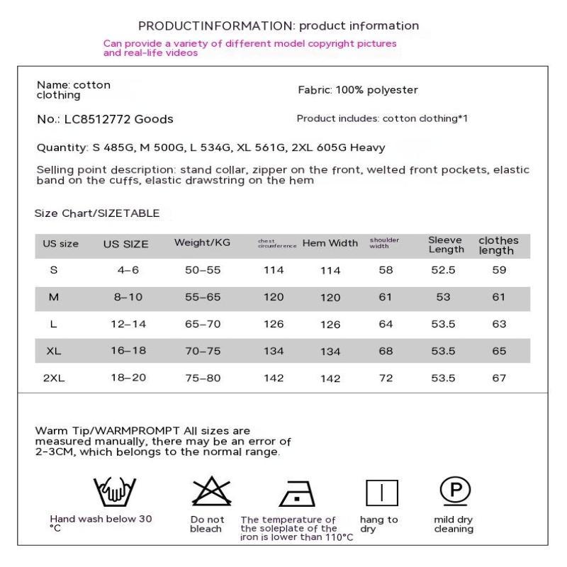 Warm Leisure Solid Color Stand-Up Collar Padded Jacket - Glooosy Store