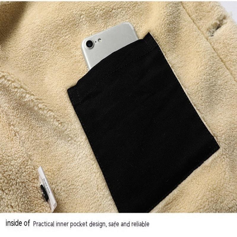 Winter Fleeced Lapel Collar Denim Jacket - Glooosy Store