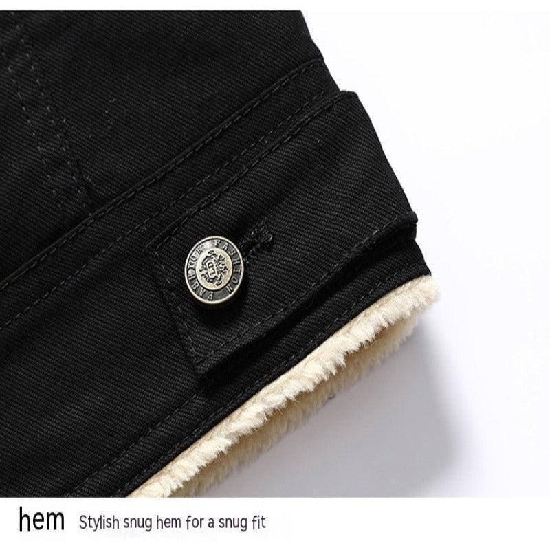 Winter Fleeced Lapel Collar Denim Jacket - Glooosy Store