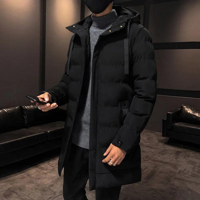 Men's mid-length hooded winter jacket