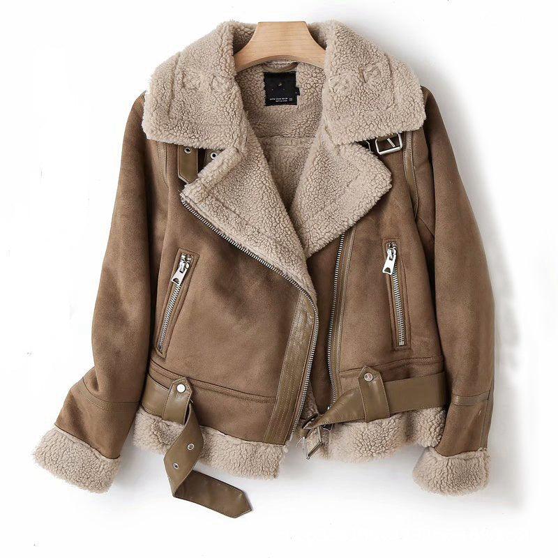 Women's faux suede winter jacket
