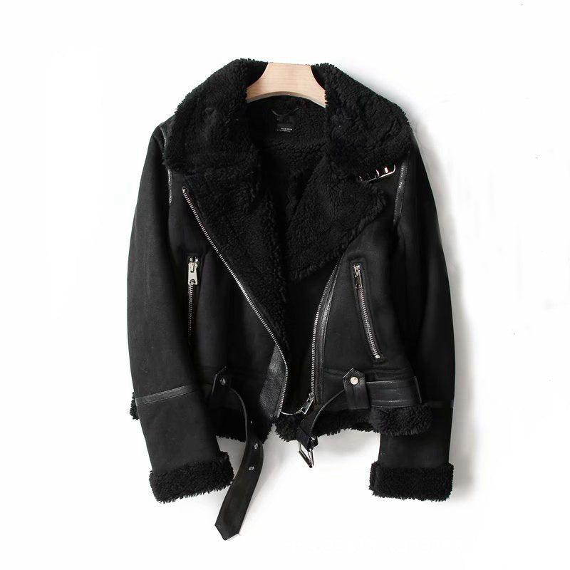 WInter Lapel Jacket Suede Lamb Wool Warm Coat - Glooosy Store