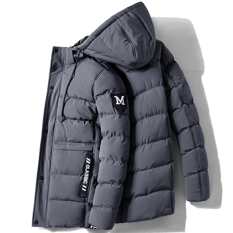 Men's winter padded jacket with detachable hood