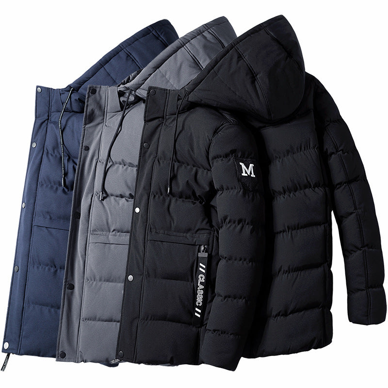 Men's winter padded jacket with detachable hood