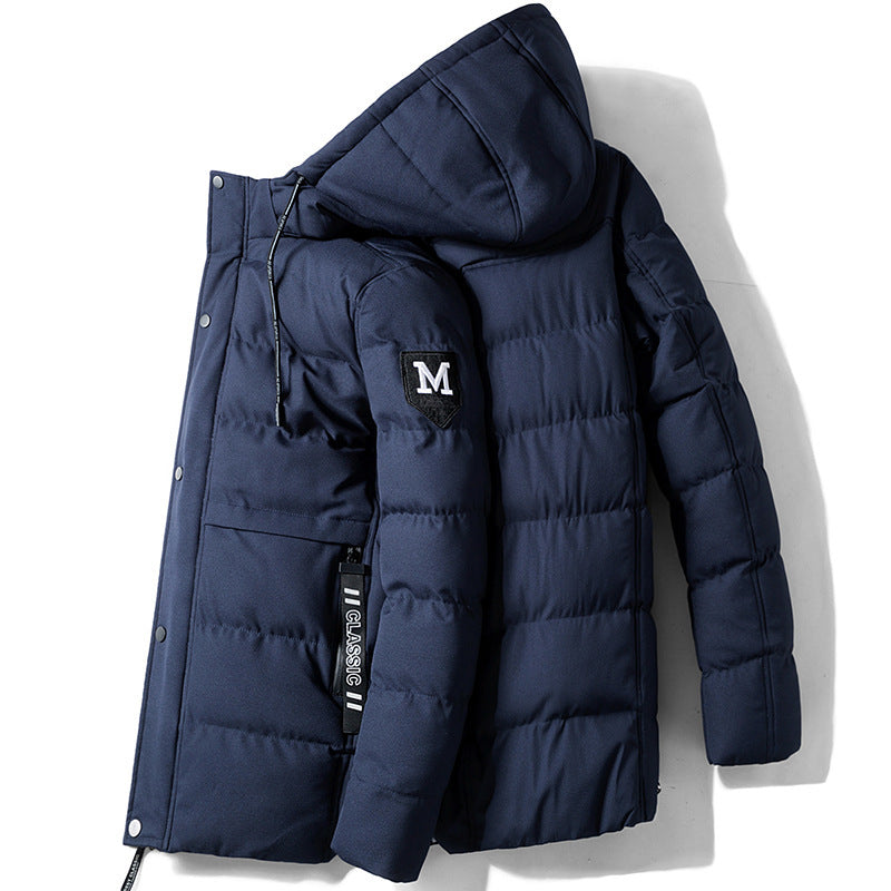 Men's winter padded jacket with detachable hood