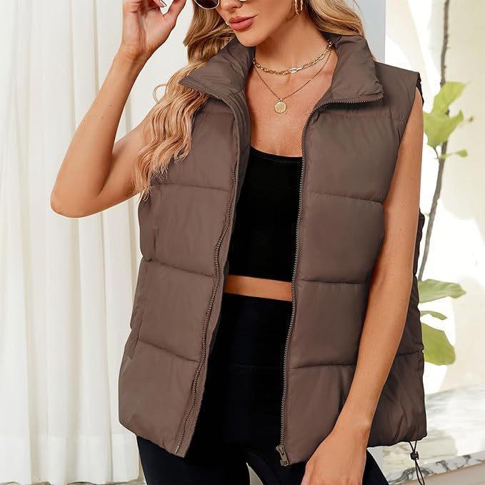 Women's Fashion Sleeveless Stand-Up Collar Padded Vest - Glooosy Store