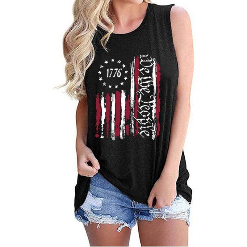 Women's USA flag sleeveless tank top