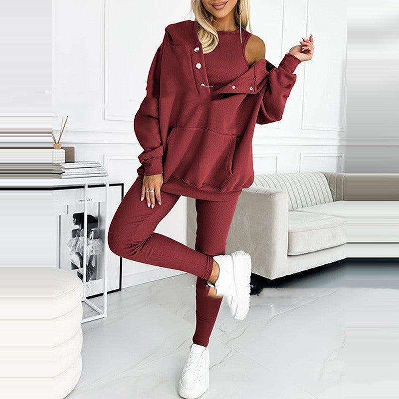Women's loose hooded sports outfit