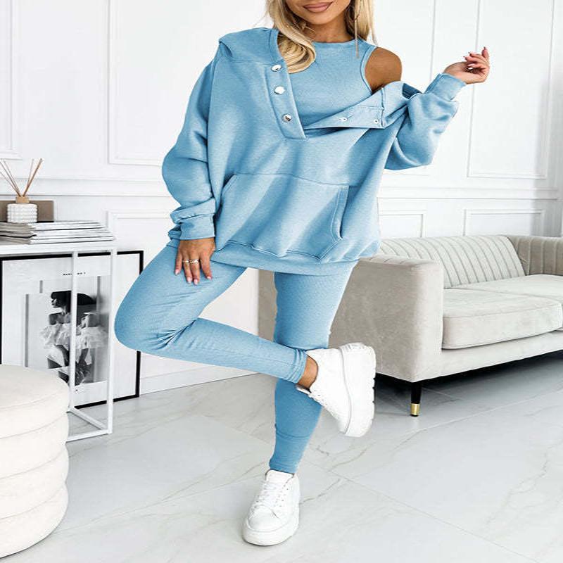 Women's loose hooded sports outfit