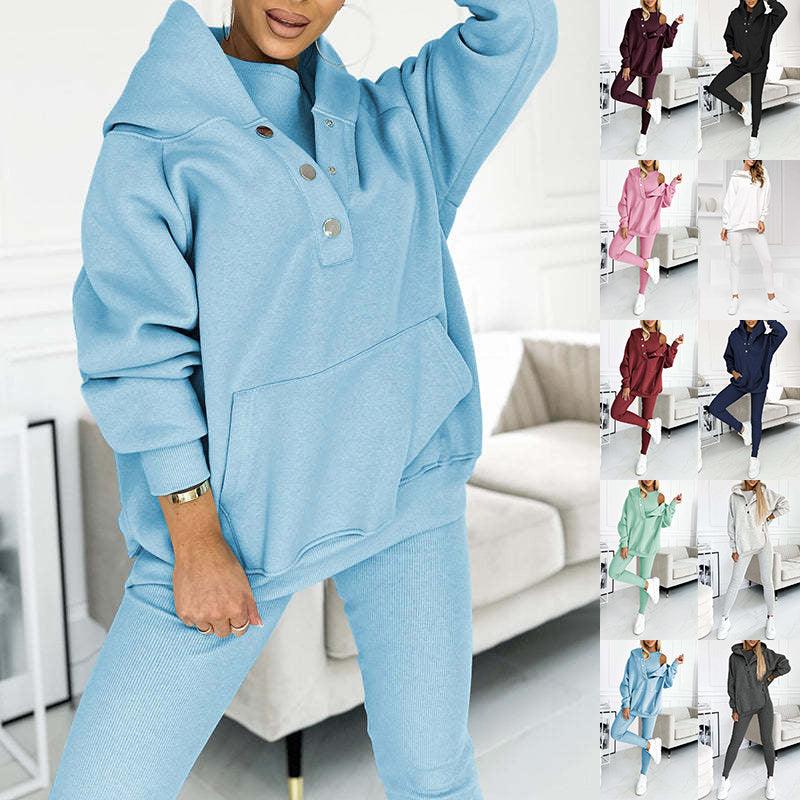 Women's loose hooded sports outfit