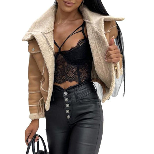 Women's Trendy Faux Leather Short Motorcycle Jacket - Glooosy Store