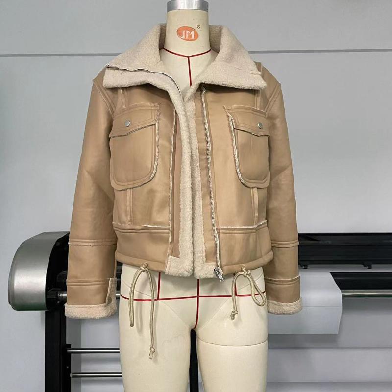 Women's faux leather motorcycle jacket