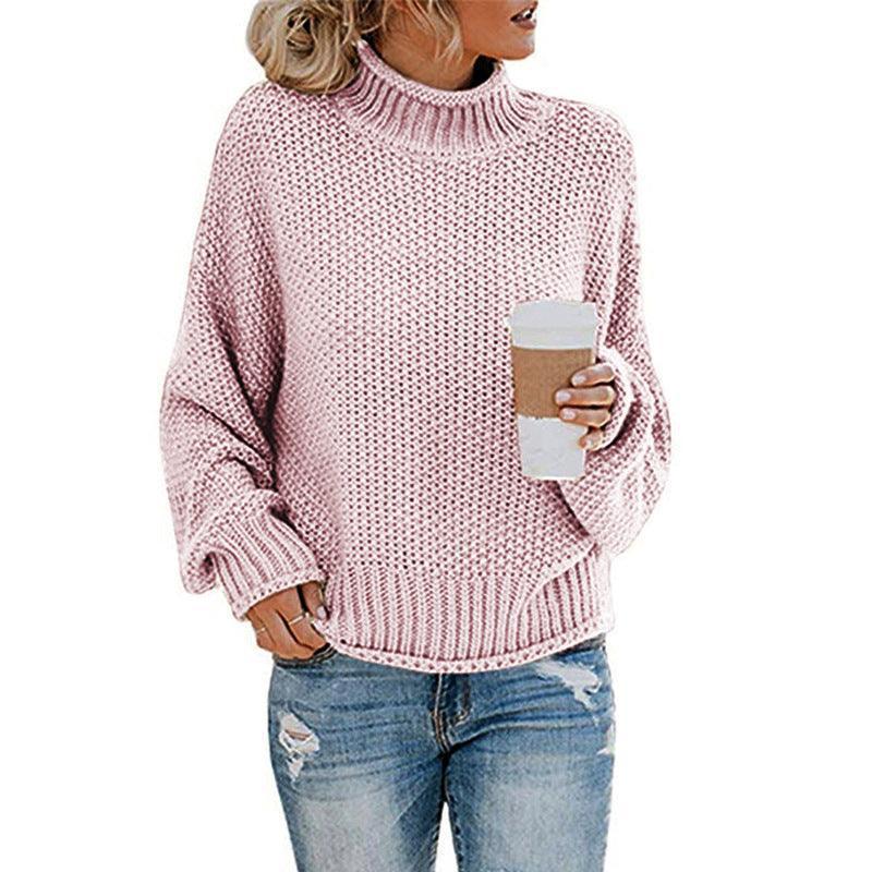 Women Thick Thread Turtleneck Knitted Pullover - Glooosy Store