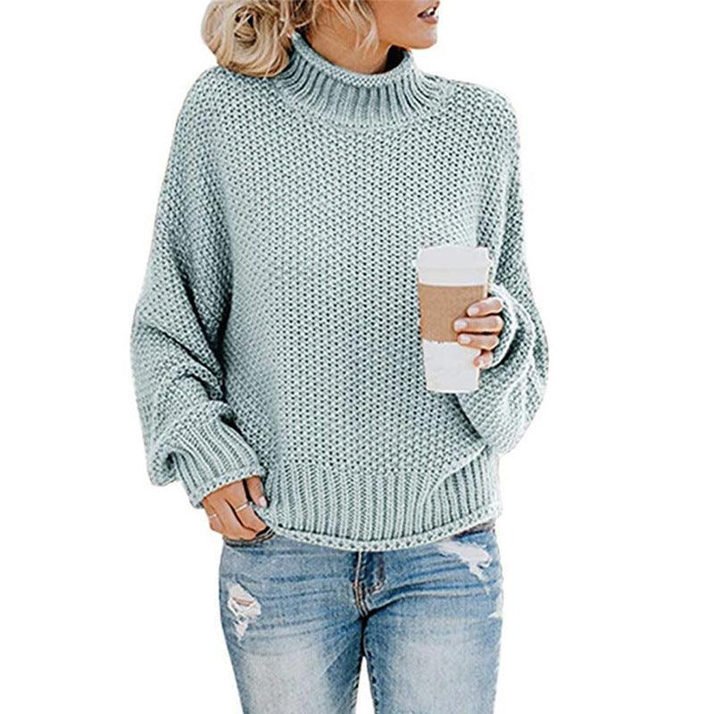 Women Thick Thread Turtleneck Knitted Pullover - Glooosy Store