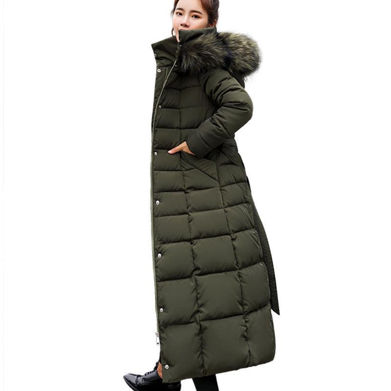 Women Winter Long Jacket Fur Collar Down Padded - Glooosy Store
