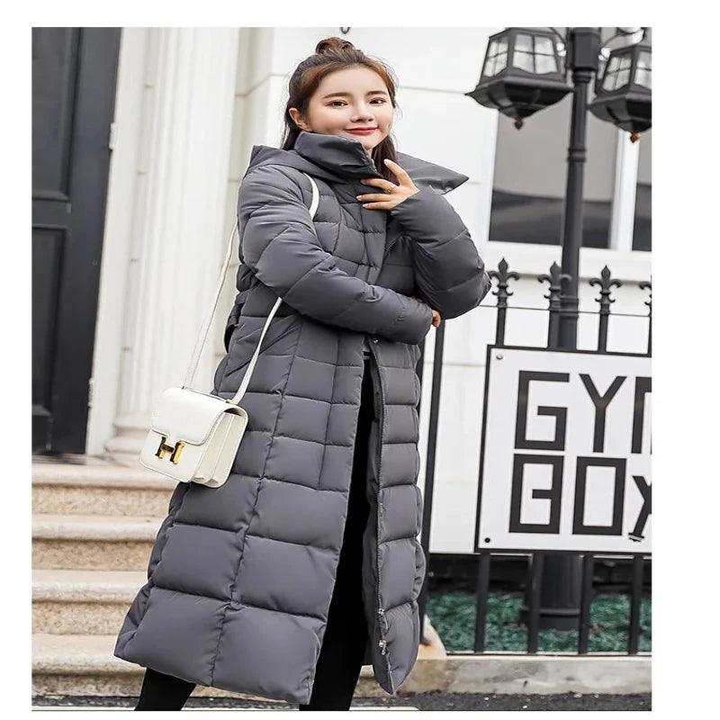 Women Winter Long Jacket Fur Collar Down Padded - Glooosy Store