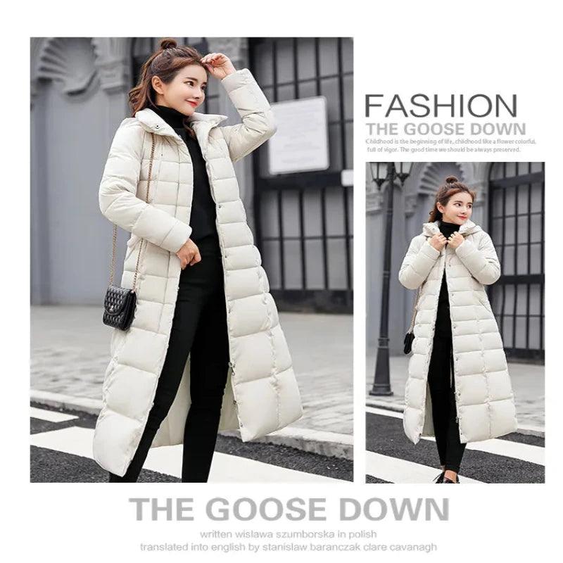 Women Winter Long Jacket Fur Collar Down Padded - Glooosy Store