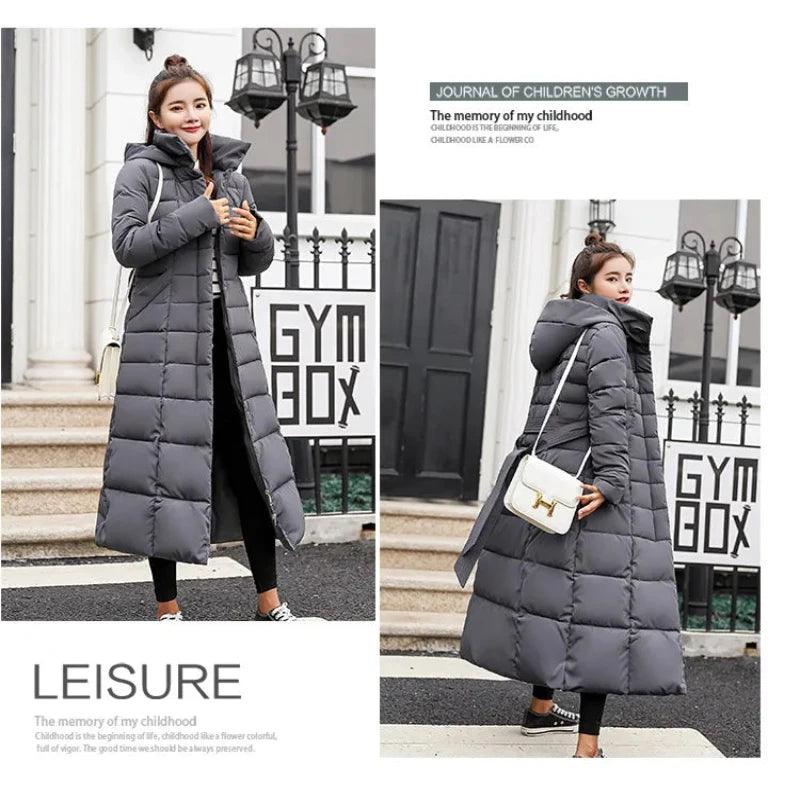 Women Winter Long Jacket Fur Collar Down Padded - Glooosy Store